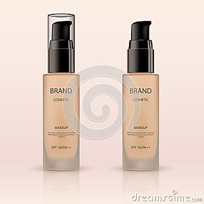 Foundation container mockup, complexion liquid in glass bottle Vector Illustration