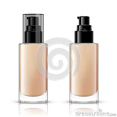 Foundation container mockup, cosmetic bottle isolated on white background Vector Illustration