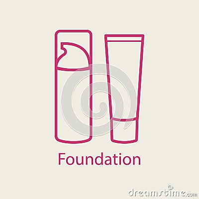 Foundation face cream thin line icon. Vector Illustration