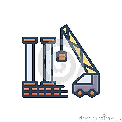 Color illustration icon for Foundations, groundwork and support Vector Illustration