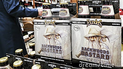 Founders Backwoods Bastard Ale conveniently packaged Editorial Stock Photo