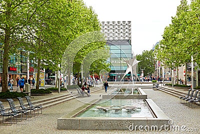 Fountain Alley on the city street. Refreshing on a hot summer day Editorial Stock Photo