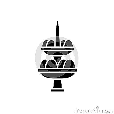 Fountain black icon, vector sign on isolated background. Fountain concept symbol, illustration Vector Illustration