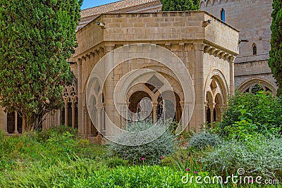 Fountain building at the twelfth century Cistercian monastery of Santa Maria de Poblet Editorial Stock Photo