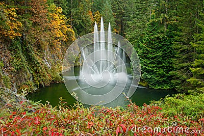 Fountain in Butchart botanical garden in Victoria, Canada Stock Photo