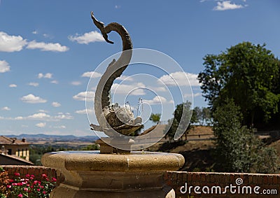 The fountain of the contrada dell`Onda in Siena Editorial Stock Photo