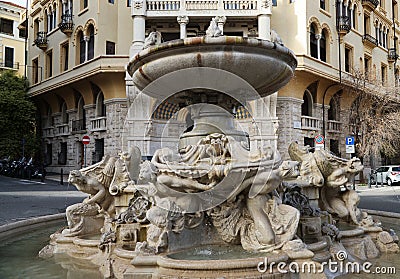 The fountain of the Coppede district in Rome, Italy Editorial Stock Photo