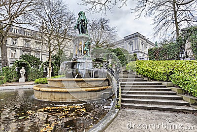 The fountain of the Counts of Egmont and Hornes in Brussels Stock Photo