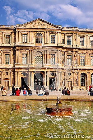 Fountain on Cour CarrÃ©e Editorial Stock Photo