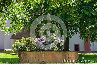 Fountain in the courtyard of the monastery Lichtenthal Stock Photo