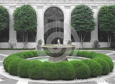 Fountain in a courtyard Stock Photo