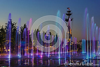 Fountain in the Crimean Embankment, Moscow, Russia Editorial Stock Photo