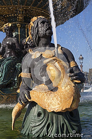 Fountain des Mers, Concorde square, Paris Stock Photo