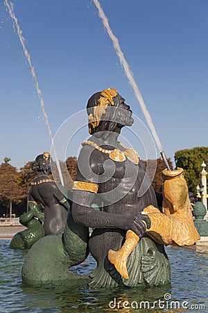 Fountain des Mers, Concorde square, Paris Stock Photo