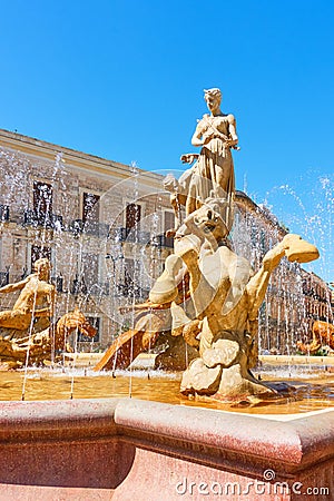 Fountain of Diana in Syracuse Editorial Stock Photo