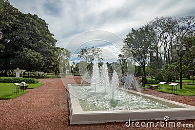 Fountain at El Rosedal Rose Park at Bosques de Palermo - Buenos Aires, Argentina Stock Photo