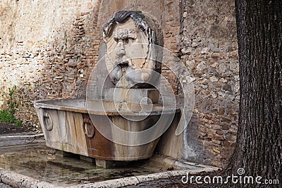 Fountain at the entrance of the Orange Trees Garden in Rome, Italy Stock Photo