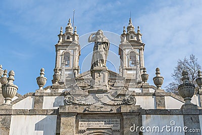 Fountain of Faith at Three Virtues Stairway at Sanctuary of Bom Jesus do Monte - Braga, Portugal Editorial Stock Photo