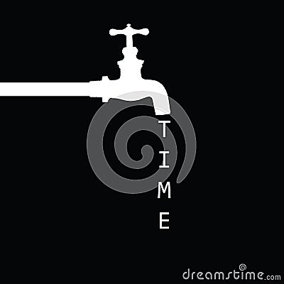 Fountain with faucet black Vector Illustration