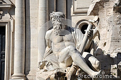 Fountain of the Four rivers statue, Rome Stock Photo