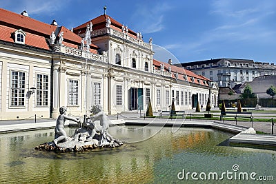 Fountain in front Lower Belvedere, Vienna, Austria Stock Photo