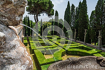 Fountain in the Gardens of Villa Farnese Editorial Stock Photo