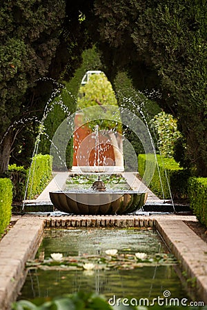 A fountain in the Generalife of the Alhambra Stock Photo