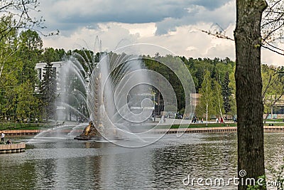 Fountain of Golden Ears on VDNH in Moscow Stock Photo