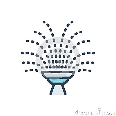 Color illustration icon for fountain, waterworks and water fount Cartoon Illustration