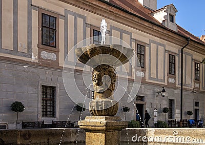 Fountain, IInd Courtyard of Cesky Krumlov Castle, Czech Republic Editorial Stock Photo