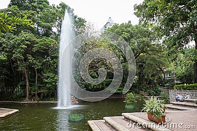 Fountain at the Kowloon Park in Hong Kong Editorial Stock Photo