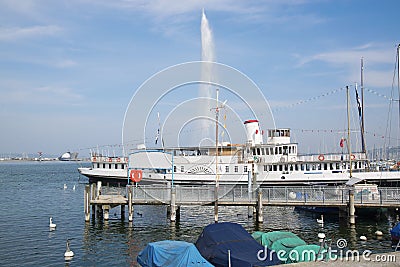 Fountain in Lake Geneva Stock Photo