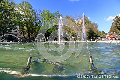 Fountain in the Lenin Square in Pyatigorsk, Russia Editorial Stock Photo