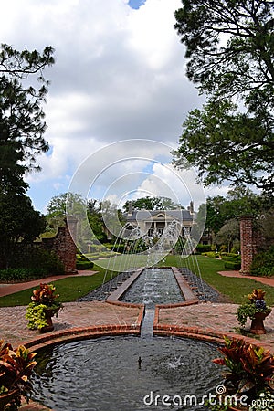 Fountain at Long Vue House and Gardens Stock Photo