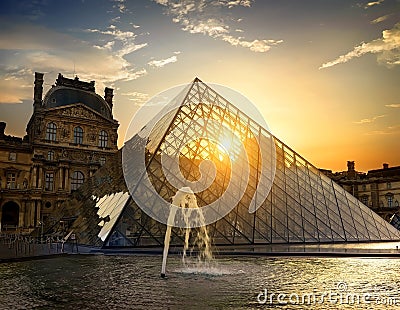 Fountain of Louvre Editorial Stock Photo