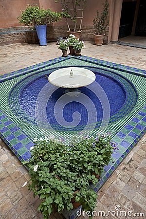 Fountain in the Majorelle gardens Stock Photo