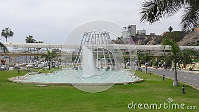 Fountain in the middle of a highway in Chorrillos Stock Photo