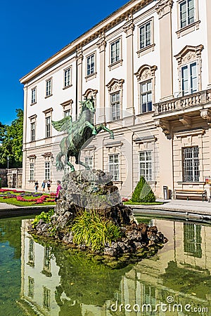 Fountain in Mirabell Gardens Stock Photo