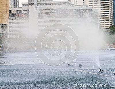 Fountain in a modern city Stock Photo