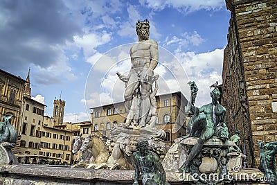 Fountain of Neptune in Florence Stock Photo