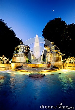 Fountain by night Stock Photo