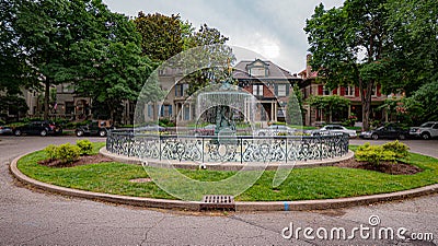 Fountain in Old Louisville - LOUISVILLE. USA - JUNE 14, 2019 Editorial Stock Photo