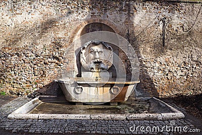 Fountain at the Orange Trees Garden in Rome, Italy Stock Photo