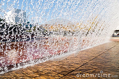 Fountain in Parque das Nacoes, Expo district in Lisboa, Portugal Stock Photo