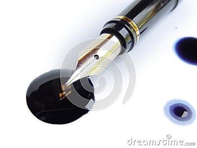 Fountain Pen and Ink Spots Stock Photo
