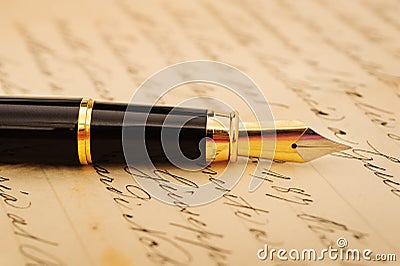 Fountain pen on letter Stock Photo