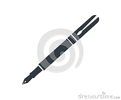 Fountain pen nib, Pen calligraphy logo design. The signature icon. Pen and undersign, underwrite, ratify symbol. Vector Illustration