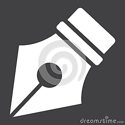 Fountain pen solid icon, Education and ink Vector Illustration