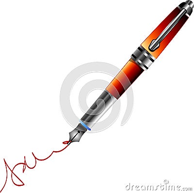 Fountain pen writing on blank background Vector Illustration