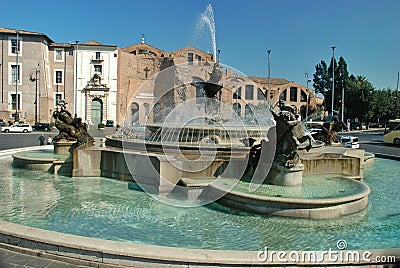 The Fountain of the Naiads on Piazza della Repubblica Editorial Stock Photo